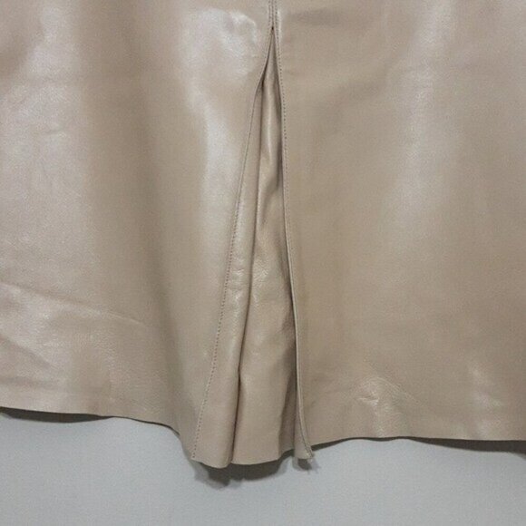 Vintage Margaret Goatrey leather skirt women’s 12 tan y2k event festival event - Picture 2 of 8
